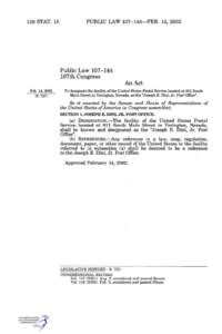 116 STAT. 18  PUBLIC LAW[removed] ^ F E B . 14, 2002 Public Law[removed]107th Congress