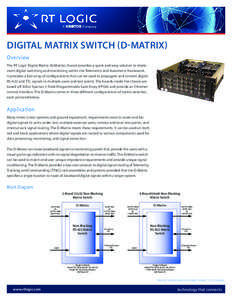DIGITAL MATRIX SWITCH (D-MATRIX) Overview The RT Logic Digital Matrix (D-Matrix) chassis provides a quick and easy solution to implement digital switching and monitoring within the Telemetrix and Autometrx framework. It 