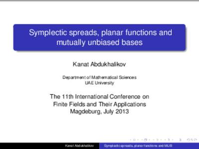 Symplectic spreads, planar functions and mutually unbiased bases