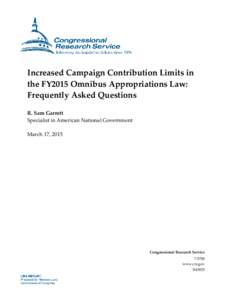 Increased Campaign Contribution Limits in the FY2015 Omnibus Appropriations Law: Frequently Asked Questions