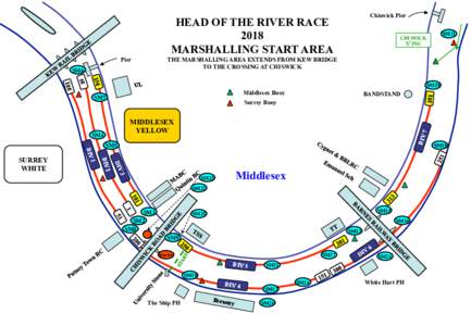 Chiswick Pier  HEAD OF THE RIVER RACE 2018 MARSHALLING START AREA Pier