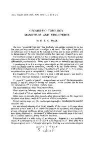 Actes, Congrès intern, math., 1970. Tome 1, p. 213 à 219.  GEOMETRIC TOPOLOGY: