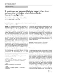 Parasitol Res:551–560 DOIs00436x ORIGINAL PAPER  Trypanosomes and haemosporidia in the buzzard (Buteo buteo)