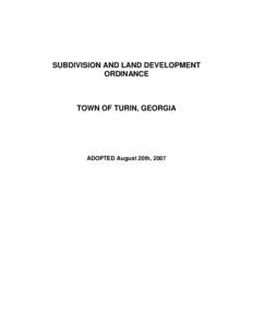Town of Turin Subdivisions and Land Development Ordinance