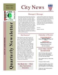 Volume 4, Issue 4 October 1, 2011 City News  Quarterly Newsletter
