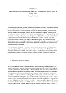 1 Modal Science [draft of paper for Anand Vaidya and Duško Prelević, eds., The Philosophy of Modality: Beyond the Standard Model] Timothy Williamson