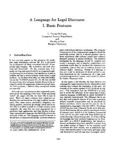 A Language  for Legal Discourse I. Basic Features L. Thorne McCarty
