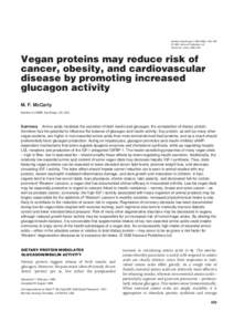 Medical Hypotheses[removed]), 459–485 © 1999 Harcourt Publishers Ltd Article No. mehy[removed]Vegan proteins may reduce risk of cancer, obesity, and cardiovascular