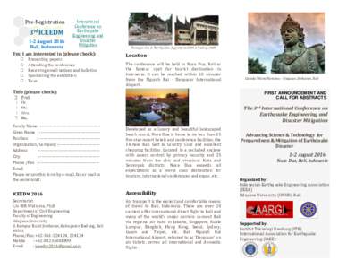 Bali / Geography of Asia / Tourism in Bali / Provinces of Indonesia / Earthquake engineering / Udayana University / Jimbaran / Bandung Institute of Technology / Indonesia / Nusa Dua / Tsunami