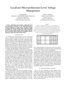 Localized Microarchitecture-Level Voltage Management YongKang Zhu David H. Albonesi