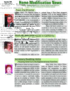 Home Modification News  September 2004 Volume 2, Issue 3  Published by the National Resource Center on Supportive Housing and Home Modification
