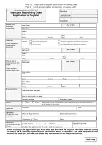 Form 12 - Application to Register an Interstate Restraining Order