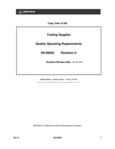 Cage Code: Tooling Supplier Quality Operating Requirements D6-56202