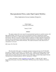 Macroprudential Policy under High Capital Mobility: