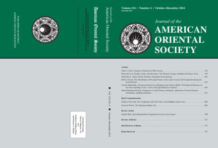 Journal of the  American Oriental Society ISSN