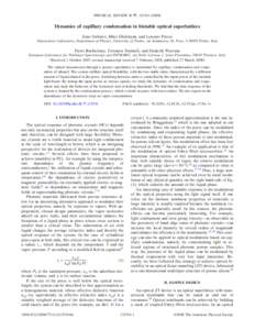 PHYSICAL REVIEW B 77, 115354 共2008兲  Dynamics of capillary condensation in bistable optical superlattices Zeno Gaburro, Mher Ghulinyan, and Lorenzo Pavesi Nanoscience Laboratory, Department of Physics, University of 
