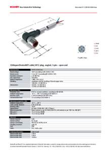Data sheet V1.1│ZK1052-6300-3xxx  CANopen/DeviceNET-cable| M12 plug, angled, 5-pin – open end Electrical data Rated voltage Rated current