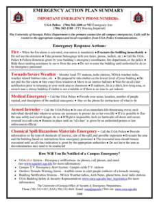 Microsoft Word - Emergency Action Plan Summary-UGA Campus-front pg.doc