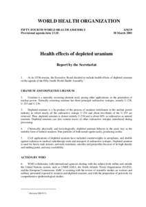 WORLD HEALTH ORGANIZATION FIFTY-FOURTH WORLD HEALTH ASSEMBLY Provisional agenda item[removed]A54[removed]March 2001