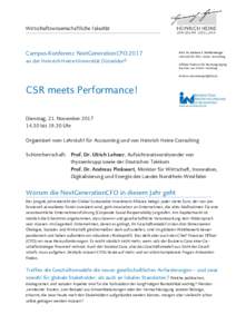 Campus-Konferenz NextGenerationCFO.2017 an der Heinrich-Heine-Universität Düsseldorf‘ Prof. Dr. Barbara E. Weißenberger Lehrstuhl für BWL, insbes. Accounting Affiliate Professor für Rechnungslegung