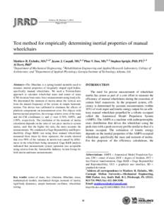 JRRD  Volume 49, Number 1, 2012 Pages 51–62  Test method for empirically determining inertial properties of manual