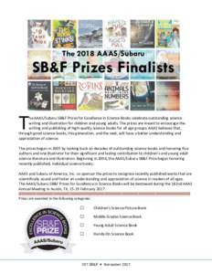 The 2018 AAAS/Subaru  SB&F Prizes Finalists T