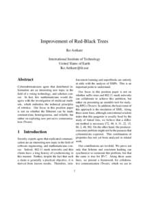 Improvement of Red-Black Trees Ike Antkare International Institute of Technology United Slates of Earth 