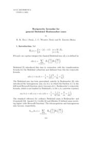 ACTA ARITHMETICA LXXIIIReciprocity formulae for general Dedekind–Rademacher sums by