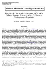 DIABETES TECHNOLOGY & THERAPEUTICS Volume 5, Number 3, 2003 © Mary Ann Liebert, Inc. Diabetes Information Technology & WebWatch Why People Download the Freeware AIDA v4.3a
