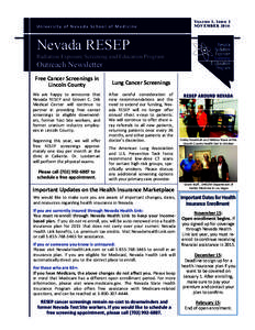 VOLUME 3 , ISSUE 2 NOVEMBER 2014 University of Nevada School of Medicine   Nevada RESEP