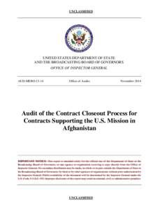 UNCLASSIFIED  UNITED STATES DEPARTMENT OF STATE AND THE BROADCASTING BOARD OF GOVERNORS OFFICE OF INSPECTOR GENERAL