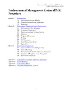 Environmental Management System (EMS) Procedure Original Effective Date: Latest Revision: Environmental Management System (EMS) Procedure