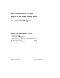 Royal Institute of British Architects  Report of the RIBA visiting board to the University of Brighton