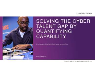 SOLVING THE CYBER TALENT GAP BY QUANTIFYING CAPABILITY Presentation of the NICE Conference, Dayton, Ohio