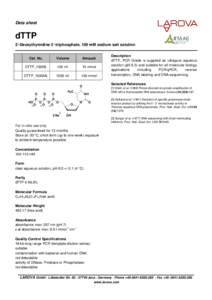 Data sheet  dTTP 2’-Deoxythymidine 5’-triphosphate, 100 mM sodium salt solution  Cat. No.
