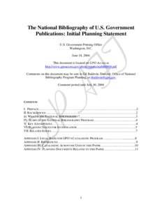National Bibliography Concerns