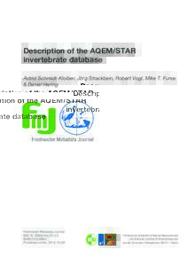 Description of the AQEM/STAR invertebrate database Astrid Schmidt-Kloiber, Jörg Strackbein, Robert Vogl, Mike T. Furse & Daniel Hering  Freshwater Metadata Journal