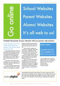 Go online  Swing Digital > Information Sheet School Websites Parent Websites