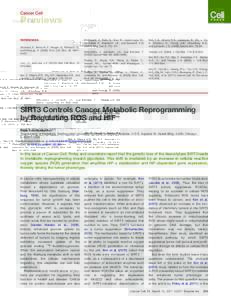 SIRT3 Controls Cancer Metabolic Reprogramming by Regulating ROS and HIF