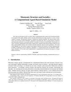 Mnemonic Structure and Sociality: A Computational Agent-Based Simulation Model Claudio Cioffi-Revilla∗ Sean M. Paus Sean Luke James L. Olds