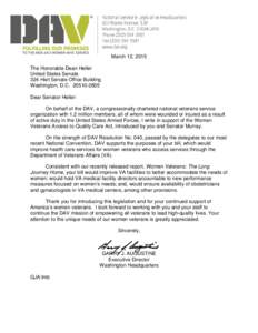 March 12, 2015 The Honorable Dean Heller United States Senate 324 Hart Senate Office Building Washington, D.CDear Senator Heller: