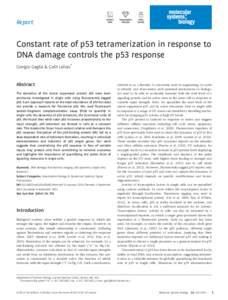 Report  Constant rate of p53 tetramerization in response to DNA damage controls the p53 response Giorgio Gaglia & Galit Lahav*