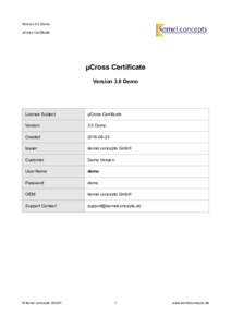 Version 3.0 Demo µCross Certificate µCross Certificate Version 3.0 Demo
