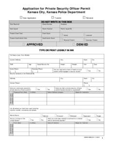 Application for Private Security Officers’ Permit