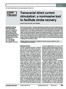 Review For reprint orders, please contact  Transcranial direct current stimulation: a noninvasive tool to facilitate stroke recovery