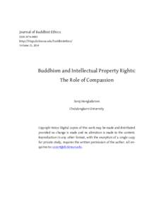 Journal of Buddhist Ethics ISSNhttp://blogs.dickinson.edu/buddhistethics/ Volume 21, 2014  Buddhism and Intellectual Property Rights: