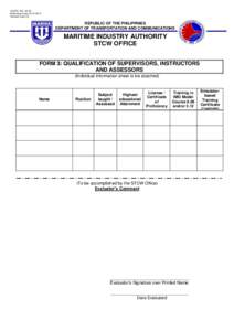 ACCRE NO.: 03-00 Initial Issue Date: Revision Date: 00 REPUBLIC OF THE PHILIPPINES DEPARTMENT OF TRANSPORTATION AND COMMUNICATIONS