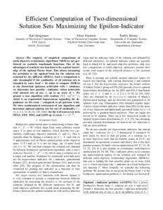 Efficient Computation of Two-dimensional Solution Sets Maximizing the Epsilon-Indicator Karl Bringmann Tobias Friedrich