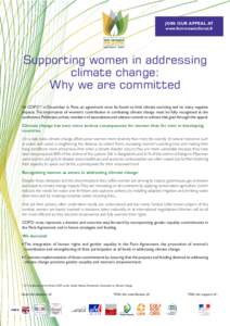 JOIN OUR APPEAL AT www.femmesetclimat.fr Supporting women in addressing climate change: Why we are committed