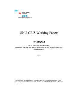 UNU-CRIS Working Papers W[removed]SOCIAL DIMENSION OF INTEGRATION: